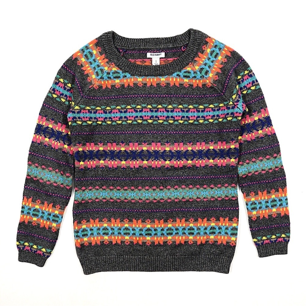 OLD NAVY Fair Isle Sweater Colorful
Soft Knit Heather Small
Cotton Blend